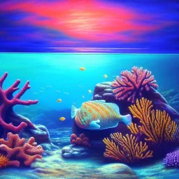 serene underwater scene, coral, fish, rocks, oil painting, by renoirm, pastel colors, masterpiece, intricate, cinematic lighting