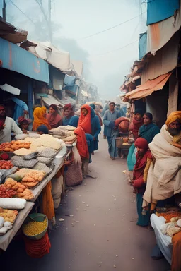 roadway market, India, cold weather, lomography