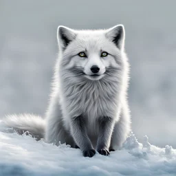 one single arctic fox I intricate | highly detailed | iconic | precise lineart | vibrant and natural all round colors | comprehensive cinematic | very high resolution | sharp focus | no watermarks I image to fit within the square