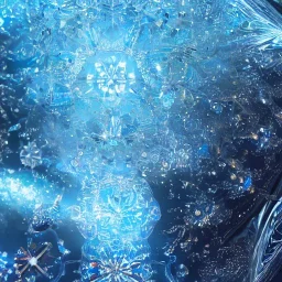 16K resolution sharp concept art with a light shiny golden circle in its center which is surrounded by a lot of very tiny epic fantasy blue ice flowers and a lot of very tiny snowflakes, majestic, intricate, masterpiece, insanely detailed, cinematic smooth, intricate details , iridescent accents