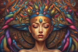 a painting of a face with many different vibrant neon colors, a poster by Naoto Hattori, behance contest winner, maximalism, maximalist, tarot card, poster art, sf, intricate artwork masterpiece, ominous, matte painting movie poster, golden ratio, trending on cgsociety, intricate, epic, trending on artstation, by artgerm, h. r. giger and beksinski, highly detailed, vibrant, production cinematic character render, ultra high quality model