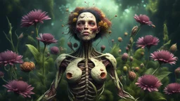 an extremely fertile, parasite-ridden woman. flowers, fertile brood 8k deformed human form, conspicuous, artful, digital art trending on artstation 8k high resolution