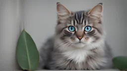 the cutest and most feminine cat, with blue-gray and gray eyes