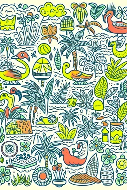 RETRO TROPICAL DOODLES