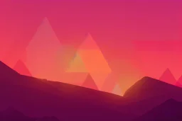 orange triangles, pink triangles, sunrise, painting