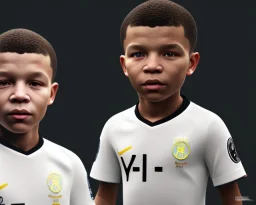 Kylian Mbappé as a child, 3d art, baby face portrait, smile, 8k resolution