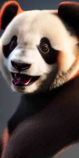 Demonic hellish panda with fangs