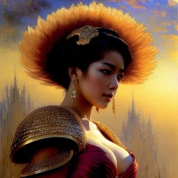 portrait beautiful face 'Yuria-Fist of the North Star',busty,ancient metal armor balanciaga fashion clothe painting by gaston bussiere, greg rutkowski, yoji shinkawa, yoshitaka amano, tsutomu nihei, donato giancola, tim hildebrandt, oil on canvas, cinematic composition, extreme detail,fit full head inside picture,16k