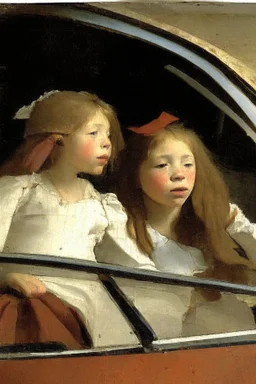 Carel Fabritius girls in a car