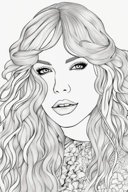 coloring pages of taylor swift for adults, Designs Black and white, No Shading