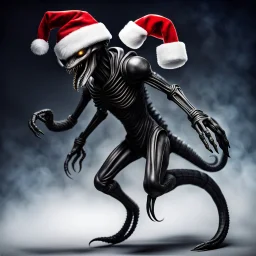 A xenomorph has become Santa Claus.