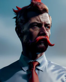 hybrid character, Elmo muppet head, realistic man body, human arms and hands, Shirt and tie, concept art, smooth, unreal engine 5, god lights, ray tracing, RTX, lumen lighting, ultra detail, volumetric lighting, 3d, finely drawn, high definition, 4k.