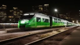 transperth c series train with perth at night in the background