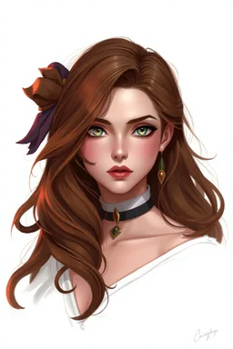 a pretty woman, hazel hair, fantasy noble, shrewd, digital art, stylised