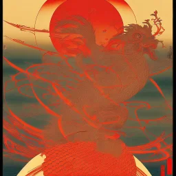  Ukiyo-e style, red sun