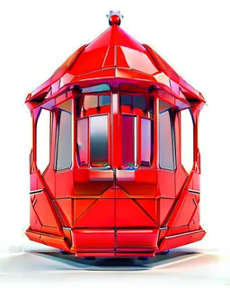 Red bus with a triangular body