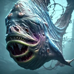 fluid ink angler fish creature, unreal engine 5, 8k resolution, photorealistic, ultra detailed