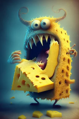 monster eating cheese