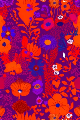 seam;ess repeat. african flowers, orange, purple, magenta