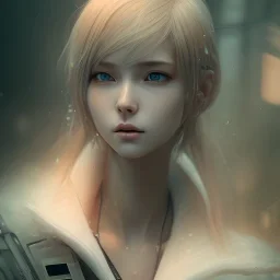 realistic anime waifu, in the style of "left alive", in action, beautiful, 25 years old, water color painting, perfect composition, beautiful detailed, intricate insanely detailed, octane render, trending on artstation, 8 k, artistic photography, photorealistic concept art, soft natural volumetric cinematic perfect light, chiaroscuro, award-winning photograph, masterpiece, oil on canvas, raphael, caravaggio, greg rutkowski, beeple, beksinski, giger