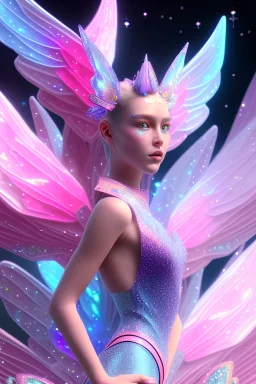 butterfly glitter pink and blue in a galactic ambiance, delicate colors in the foreground, full of details, smooth, light effect，vaporwave colorful, smooth, extremely sharp detail, finely tuned detail, ultra high definition, 8 k, unreal engine 5, ultra sharp focus