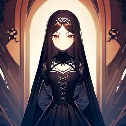 portrait anime vampire, long hair, Gothic, skulls, hyper detailed, intricately detailed, looking at viewer, arms behind back pose, gothic, skulls, ambiguous lines image, flat dimensional style, flat lines, rough drawing --ar 2:3
