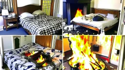 40 year old british man takes shit on the bed while Russian lunatic tears hotel room apart then starts small fires