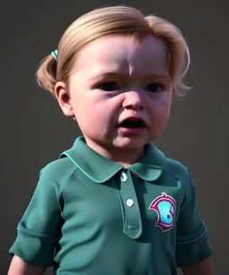 Penny Hofstadter toddler, full body, dramatic lighting, angry, hyper realistic