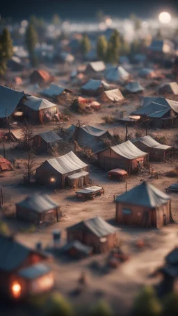 vampire reservation refugee camp ,bokeh like f/0.8, tilt-shift lens 8k, high detail, smooth render, down-light, unreal engine, prize winning