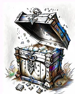 mimic treasure chest rpg art black and white sketch