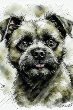 Watercolor Portrait of a border terrier in the style of Yoji Shinkawa, Guy Denning, Florian Nicolle, Willem haenraets.