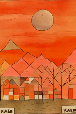 A light rosy orange colored Karoo with moles painted by Paul Klee