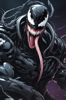 Venom mix with machine in solo leveling shadow artstyle, cyberpunk them, intricate details, highly detailed, high details, detailed portrait, masterpiece,ultra detailed,best quality