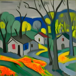 A gray village near a forest painted by Alexej von Jawlensky
