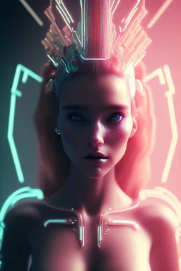 cyberpunk, head, women, portrai, tron sketch of a girl on lined paperA beautiful one nude body of a make up smiling woman blond long hair, alone, high key lighting, volumetric light high details with white stripes and blue eye, smiling with plump pink lips, flowers around, unreal engine petit prince belle fine, profil de trois quart, grand front cosmique, peau bleu cristalline, yeux bleu, perle sur le front long cheveux blond et rose etoilé, cristaux sur le corps, collier de grande princesse, l