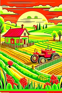 hand painted modern farming cartoon poster