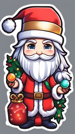 Chibi santa-claus in 8k sticker, style of fairy academia, close picture, neon lights, intricate details, highly detailed, high details, detailed portrait, masterpiece,ultra detailed, ultra quality