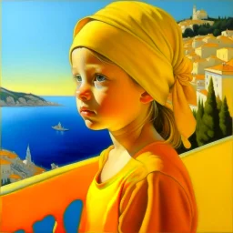 Neoclassicism realistic yellow orange cote d'azur sea child