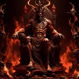 Satan in hell, sitting on a throne of bones, with a crown of thorns on his head, deformed, unsightly, twisted bodies around him crowlning at his feet legs writhing at his feet, a realistic image like a photograph