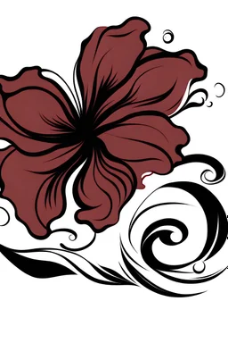 plain black outline hibiscus and wave with "Charmed by Lexi" as a caption for company logo