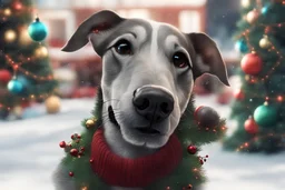 Imagine/ greyhound dog, Christmas ,Hyper-detailed ,8k, by xanuth