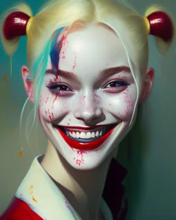 painting by koson ohara and marta bevacqua, Harley Quinn Smile