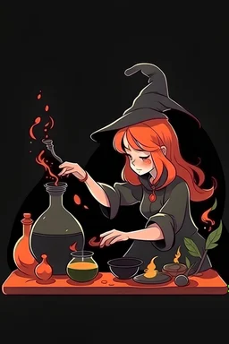 Pretty witch brewing a potion