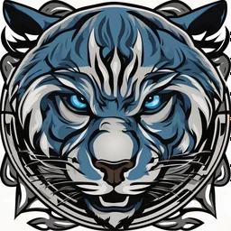 Logo of a blue fierce cougar in a circle