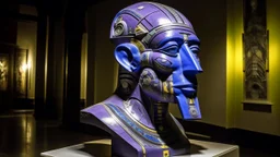 A purple cybernetic realm designed in ancient Egyptian pottery painted by Pablo Picasso
