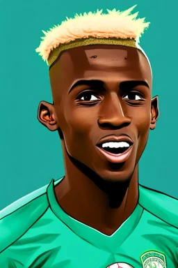 Victor Osimhen Nigerian football player ,cartoon 2d