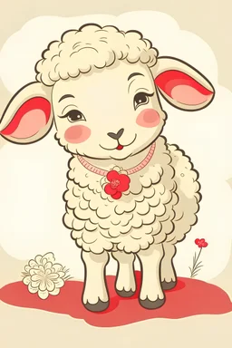cute lamb character 1940s valentine-style