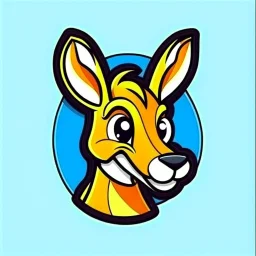 Kangaroo Mascot Logo in the style of 1997 pop culture, Fancy, Professional, Hotel Logo.