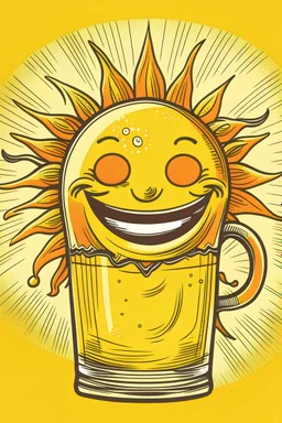 sun smiling and drinking a beer