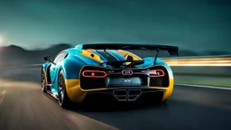 Super Evil Bugatti merged Hyper Sport, desktop wallpaper, 4K, Cinematic, rear view